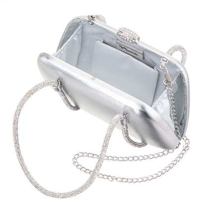 Nina Shoes Camara Silver Metal Glaze PU/Glass Crystal Minaudiere