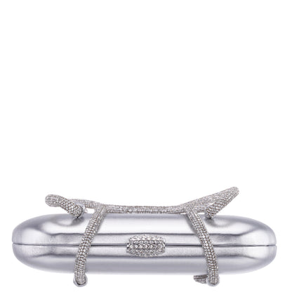 Nina Shoes Camara Silver Metal Glaze PU/Glass Crystal Minaudiere