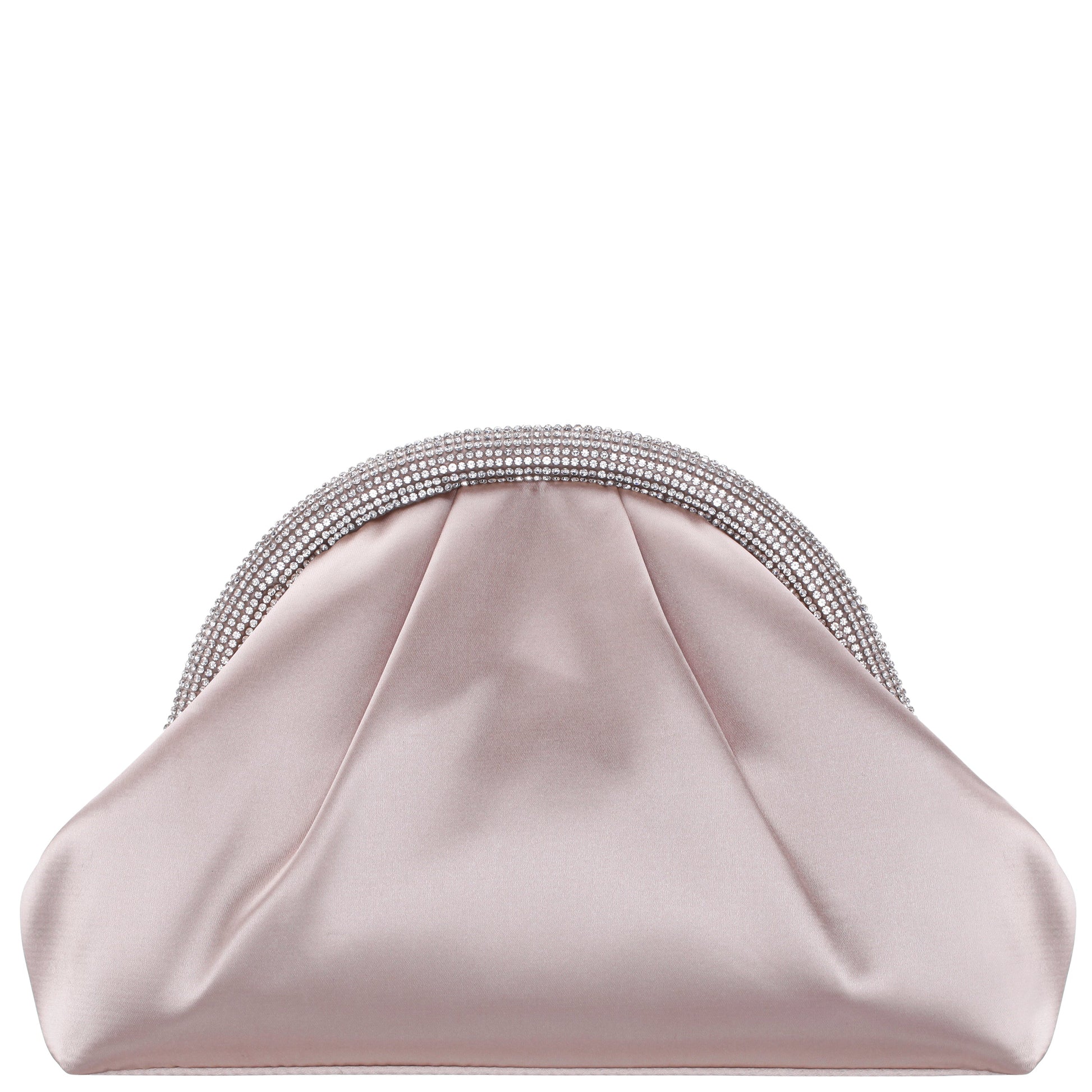 Nina Shoes Jane Pearl Rose Satin/Glass Crystal Frame Clutch