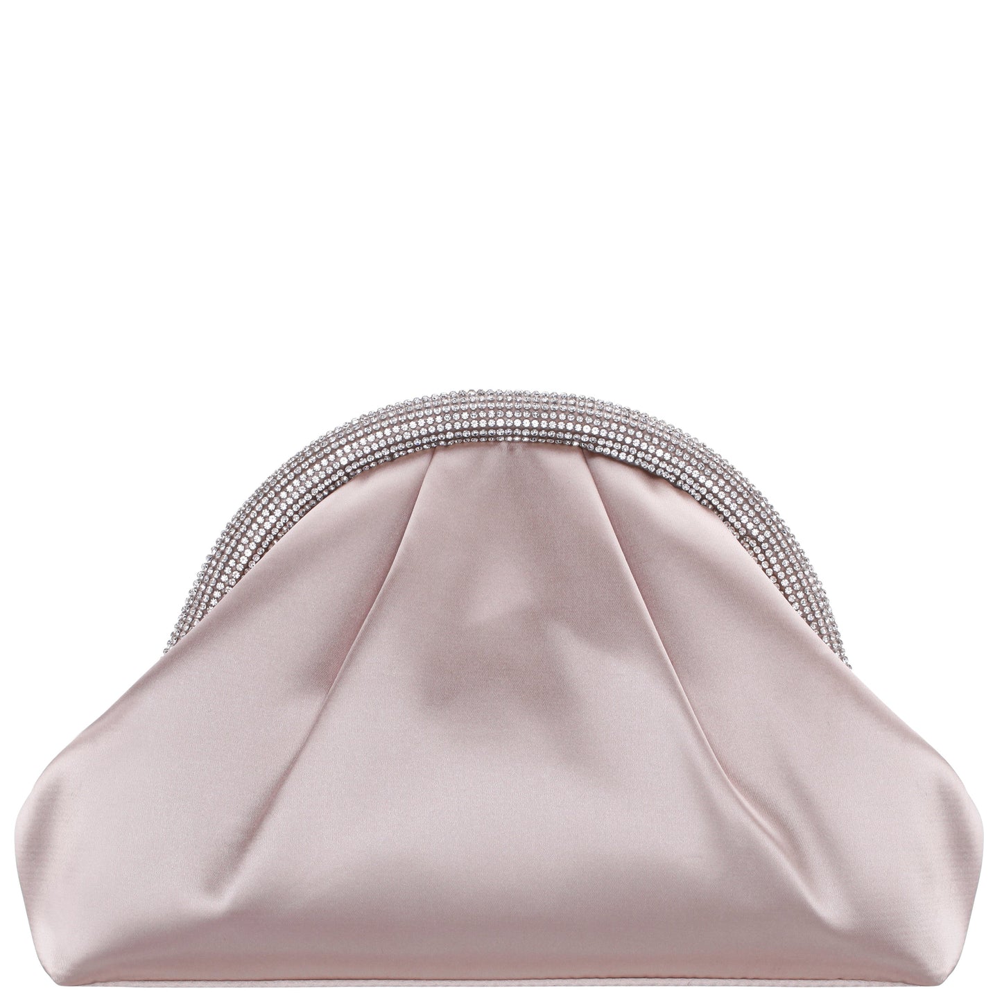 Nina Shoes Jane Pearl Rose Satin/Glass Crystal Frame Clutch