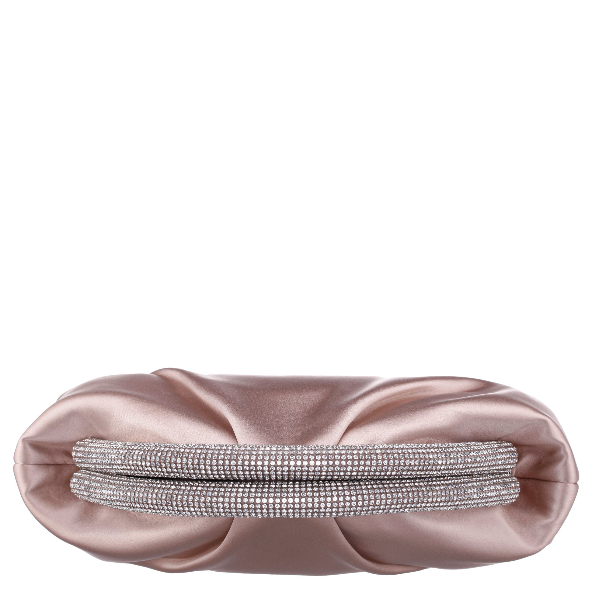 Nina Shoes Jane Pearl Rose Satin/Glass Crystal Frame Clutch