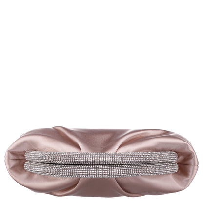 Nina Shoes Jane Pearl Rose Satin/Glass Crystal Frame Clutch