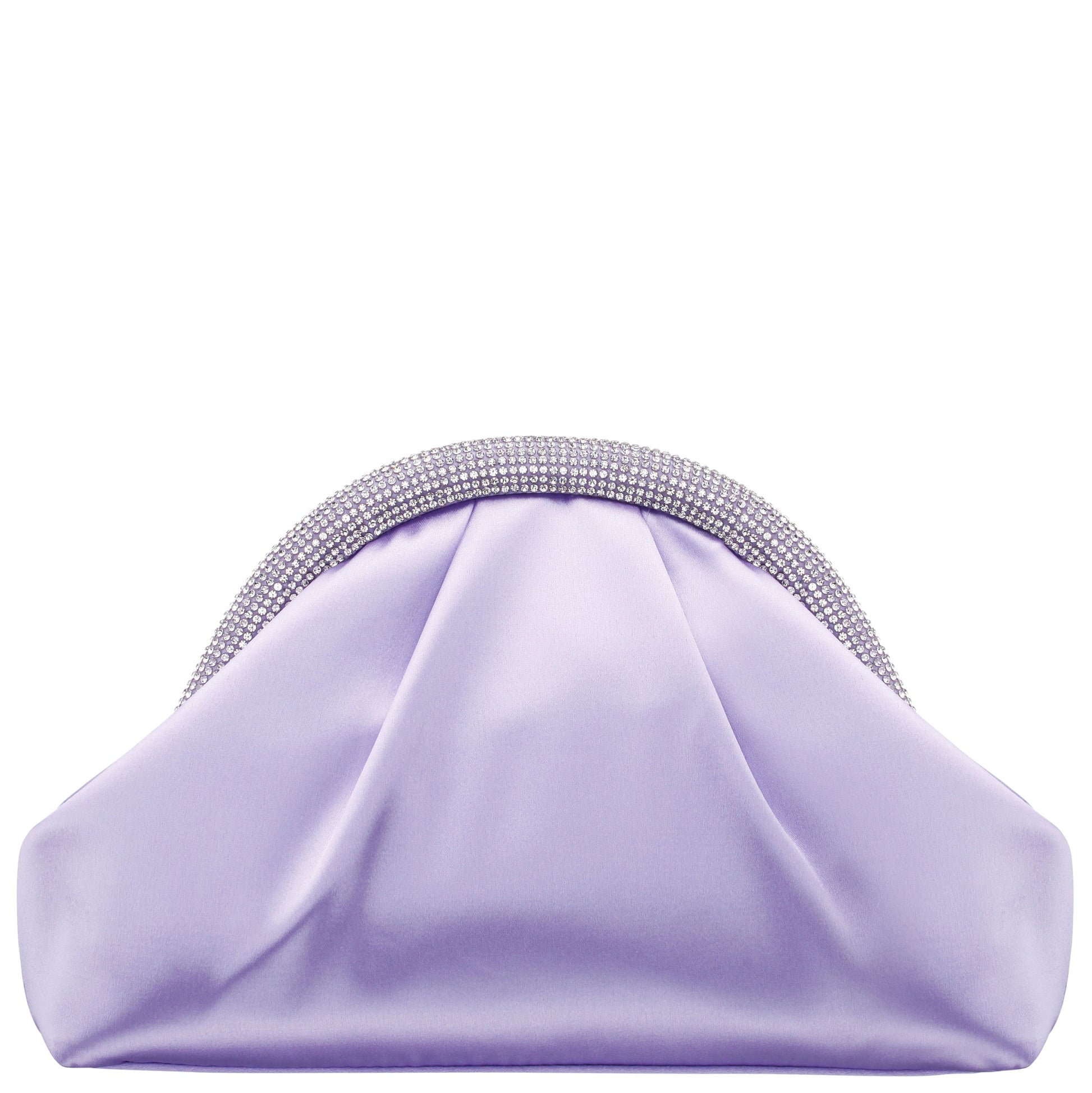 Nina Shoes Jane Purple Satin/Glass Crystal Frame Clutch