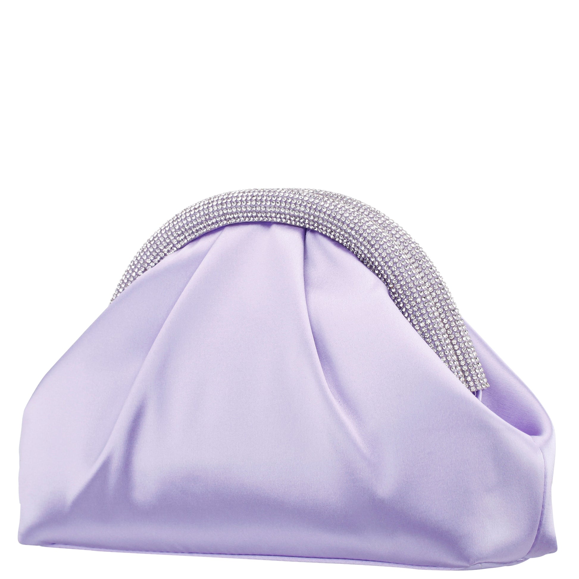 Nina Shoes Jane Purple Satin/Glass Crystal Frame Clutch