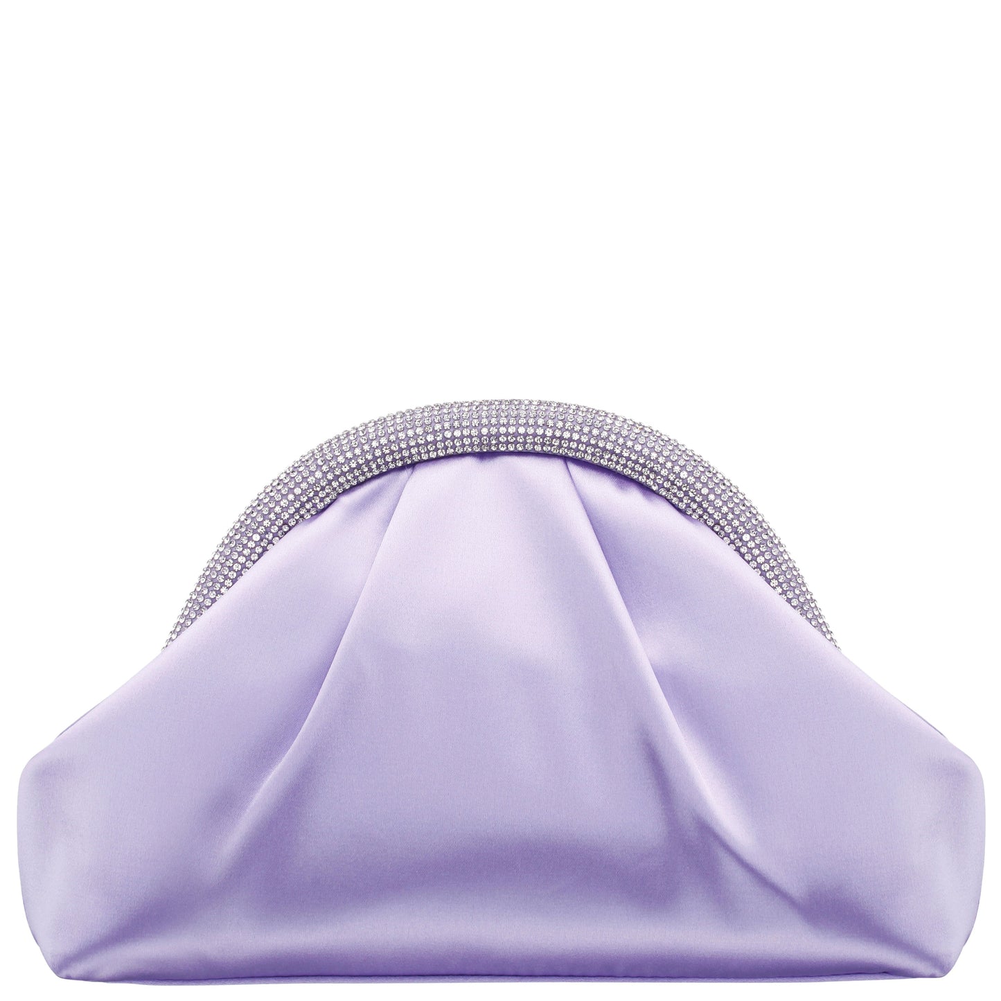 Nina Shoes Jane Purple Satin/Glass Crystal Frame Clutch