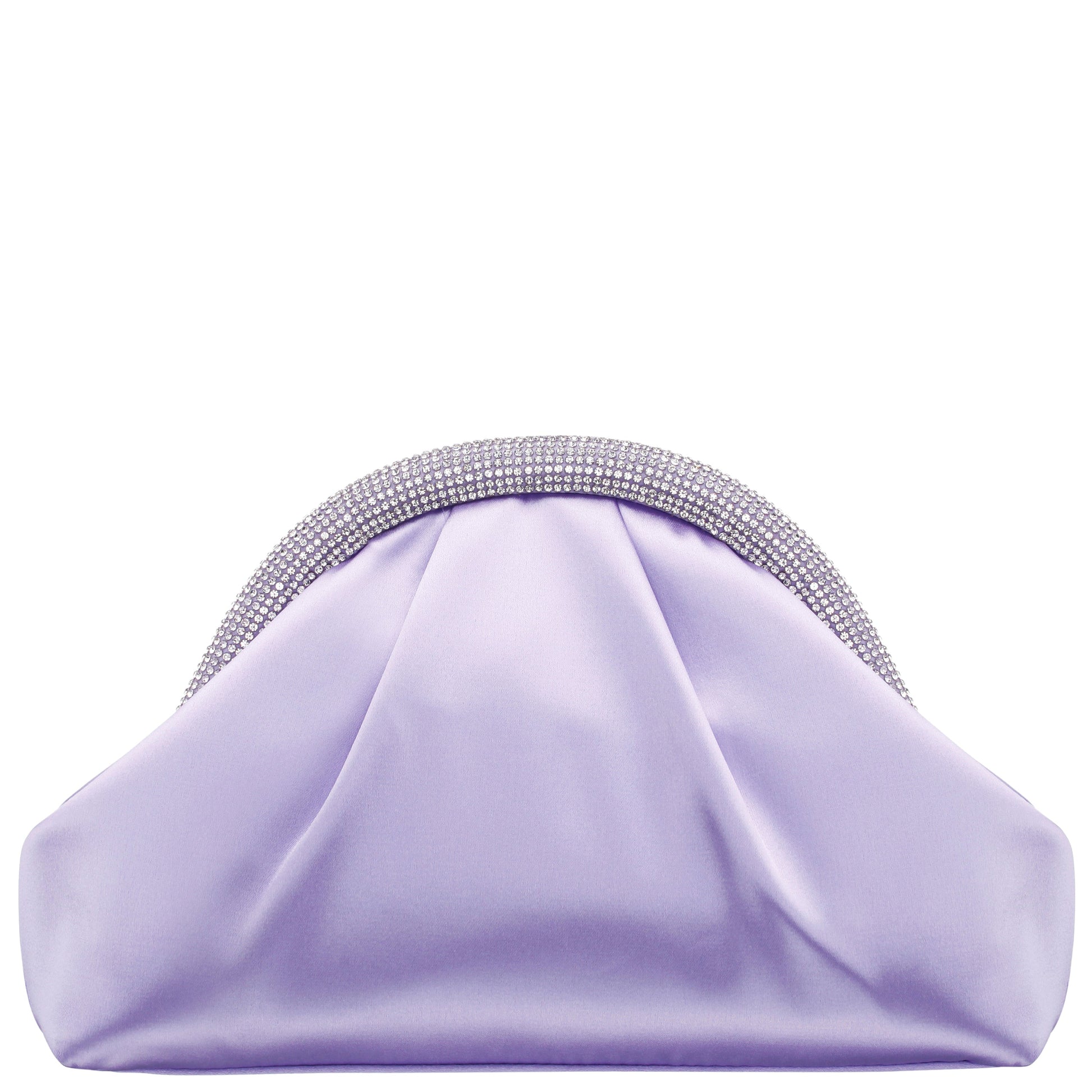 Nina Shoes Jane Purple Satin/Glass Crystal Frame Clutch