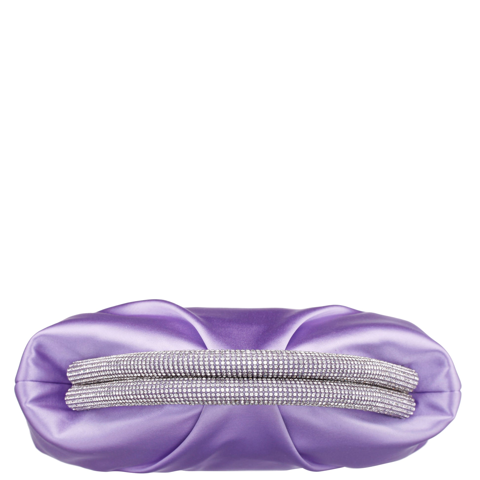 Nina Shoes Jane Purple Satin/Glass Crystal Frame Clutch