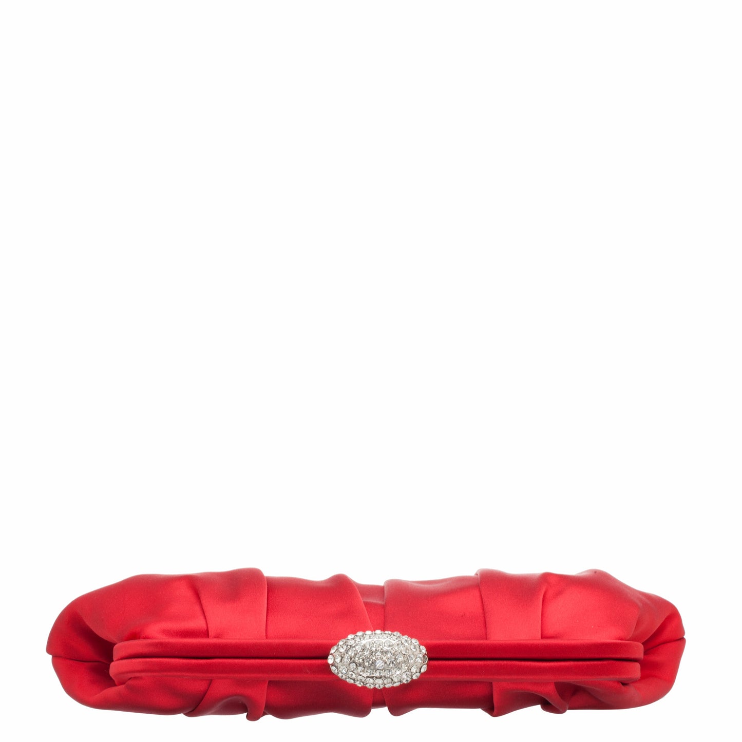 Nina Shoes Concord Red Pleated Frame Clutch With Crystal Clasp