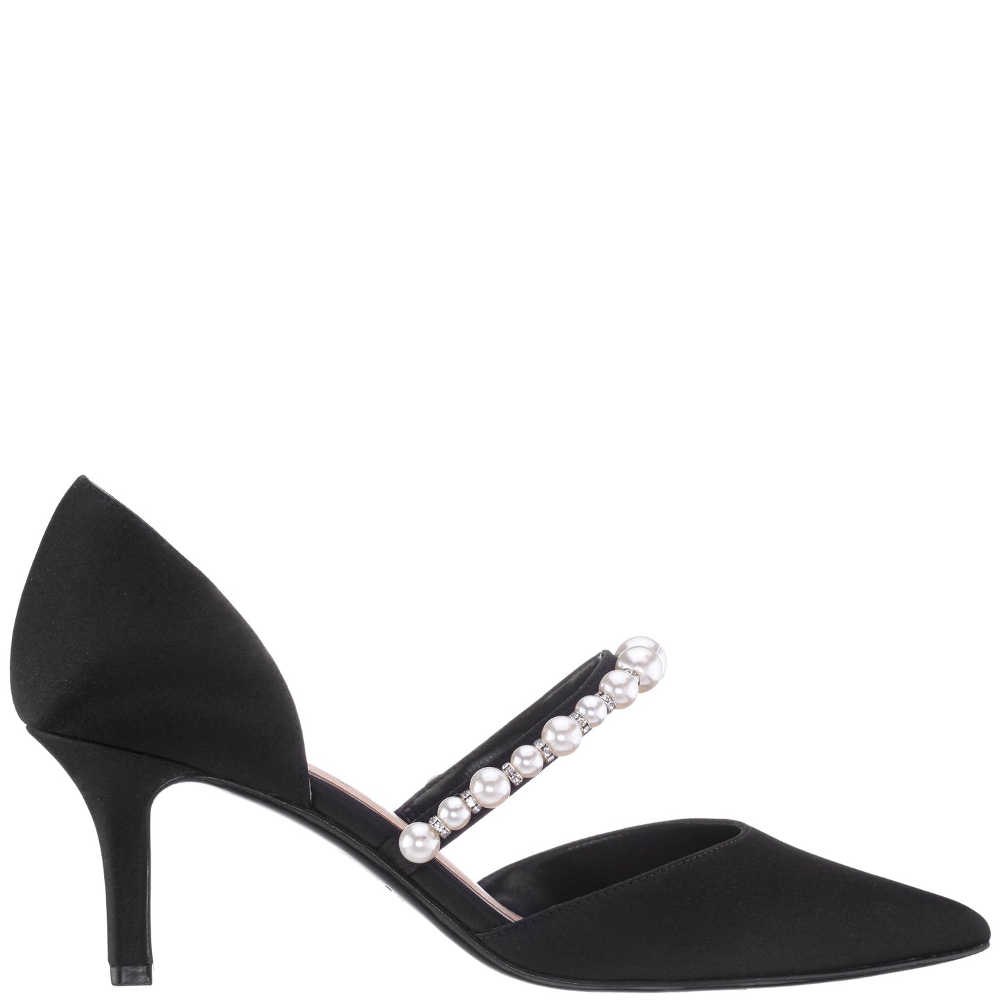 Nina Shoes Blair Black Satin Mid-Heel Pumps