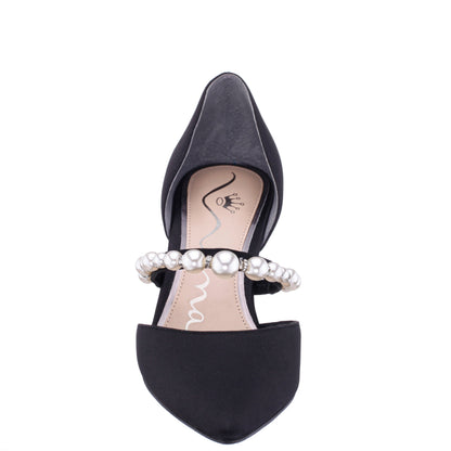 Nina Shoes Blair Black Satin Mid-Heel Pumps