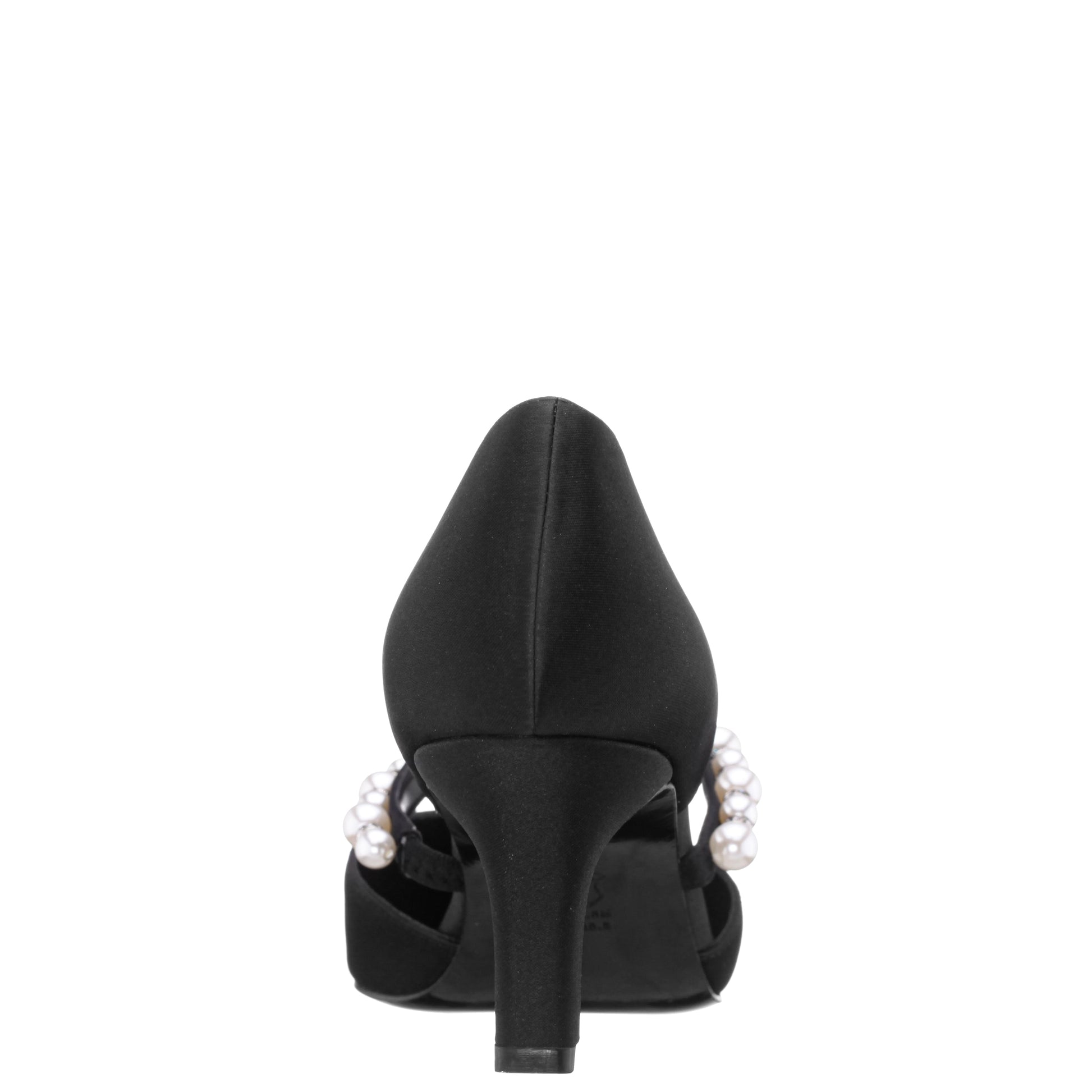Nina Shoes Blair Black Satin Mid-Heel Pumps