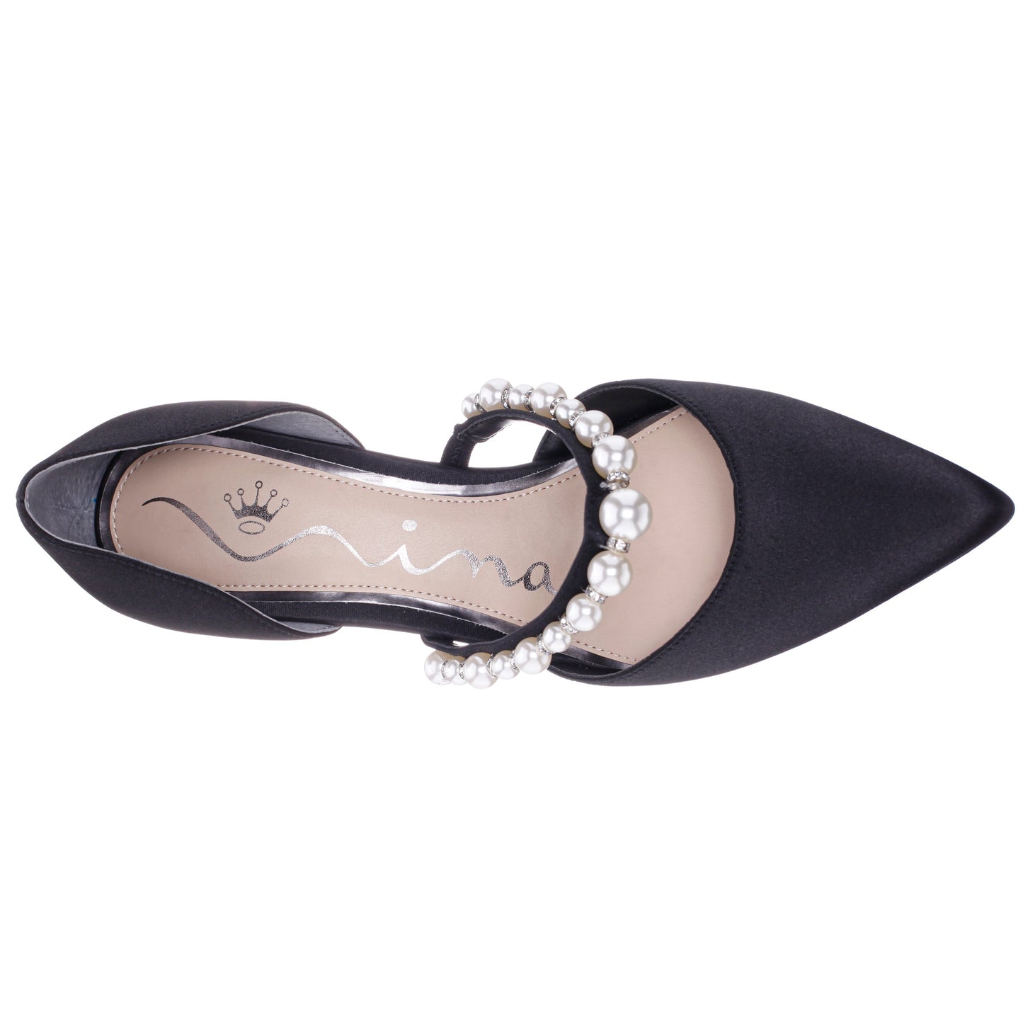 Nina Shoes Blair Black Satin Mid-Heel Pumps