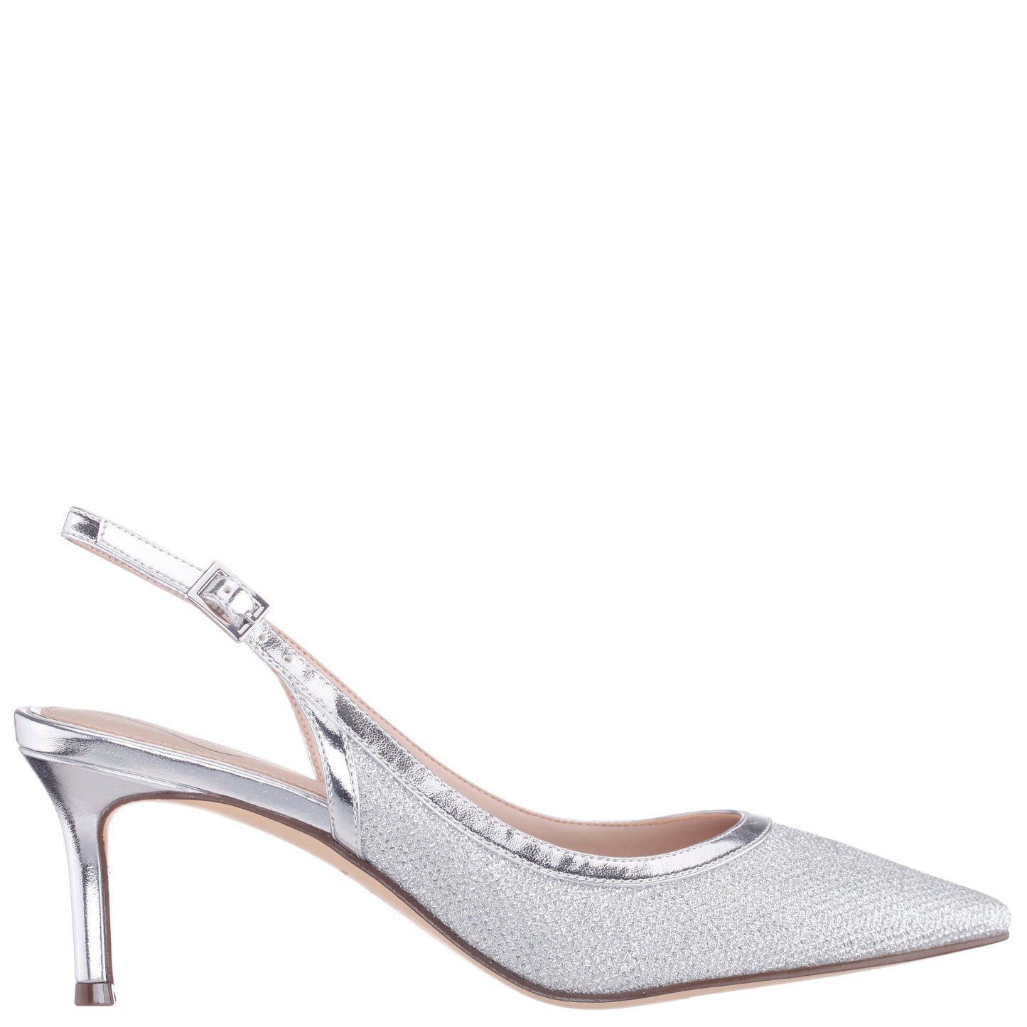 Nina Shoes Nazuri Silver Mid-Heel Pumps