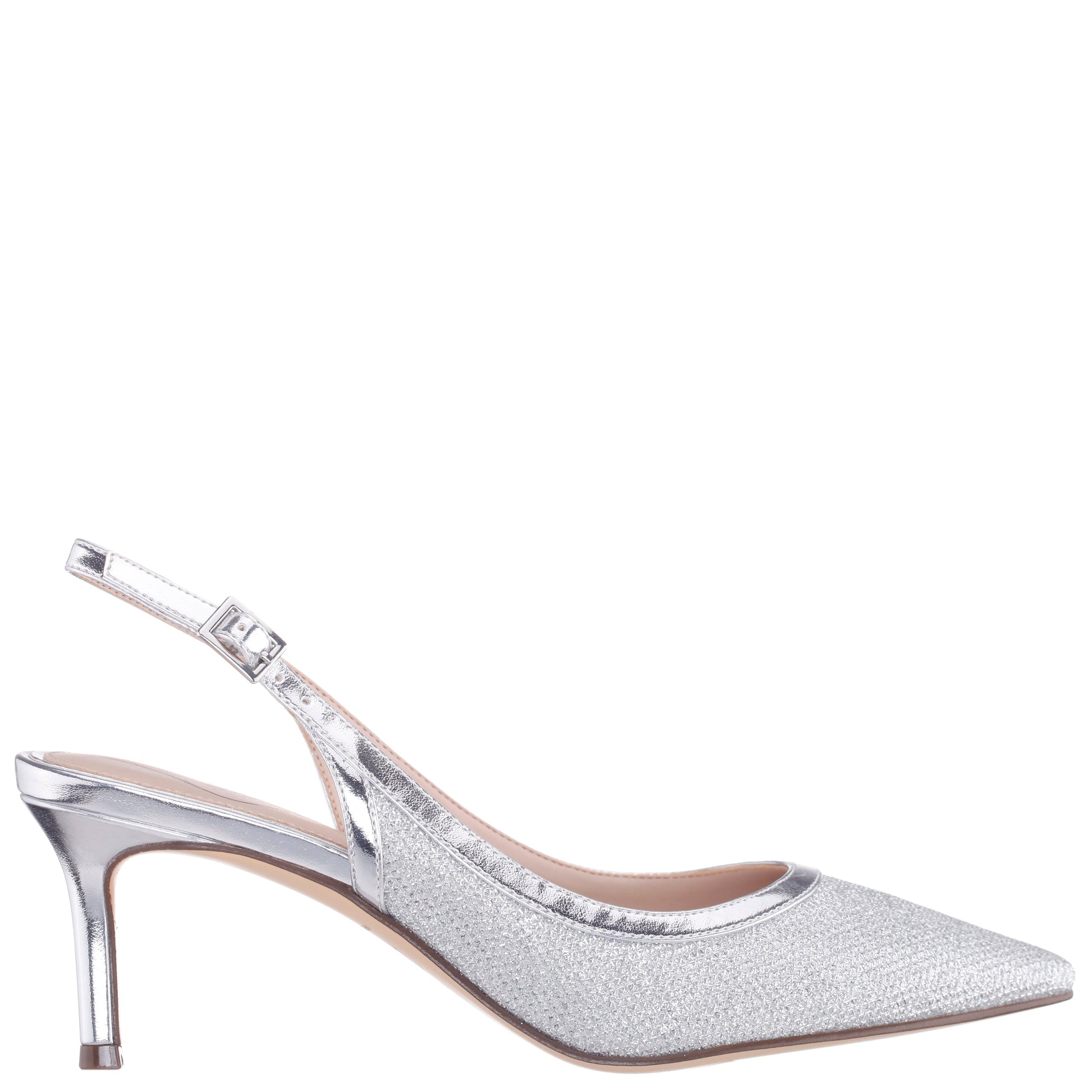 Nina Shoes Nazuri Silver Mid-Heel Pumps
