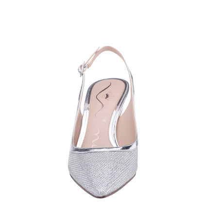 Nina Shoes Nazuri Silver Mid-Heel Pumps