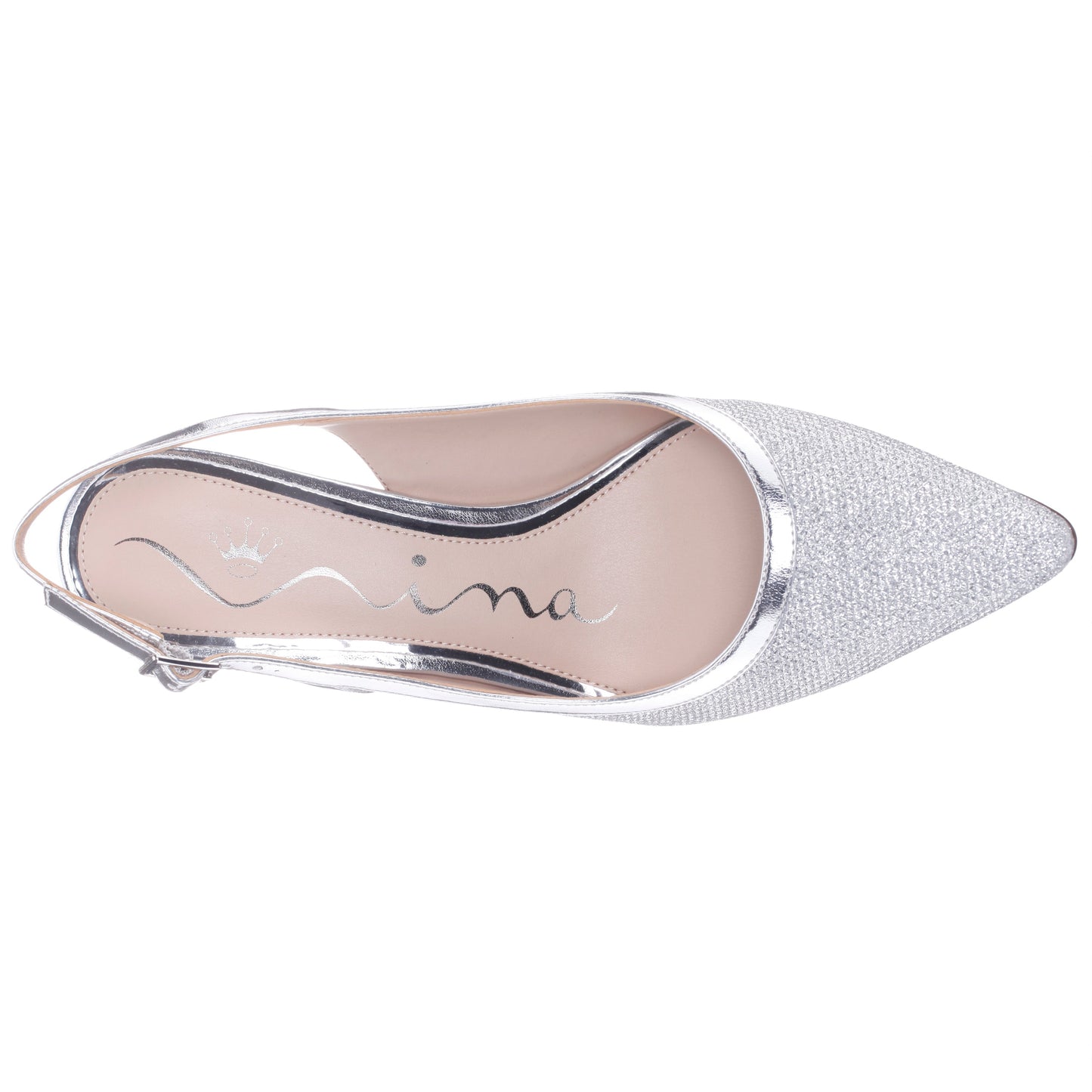 Nina Shoes Nazuri Silver Mid-Heel Pumps