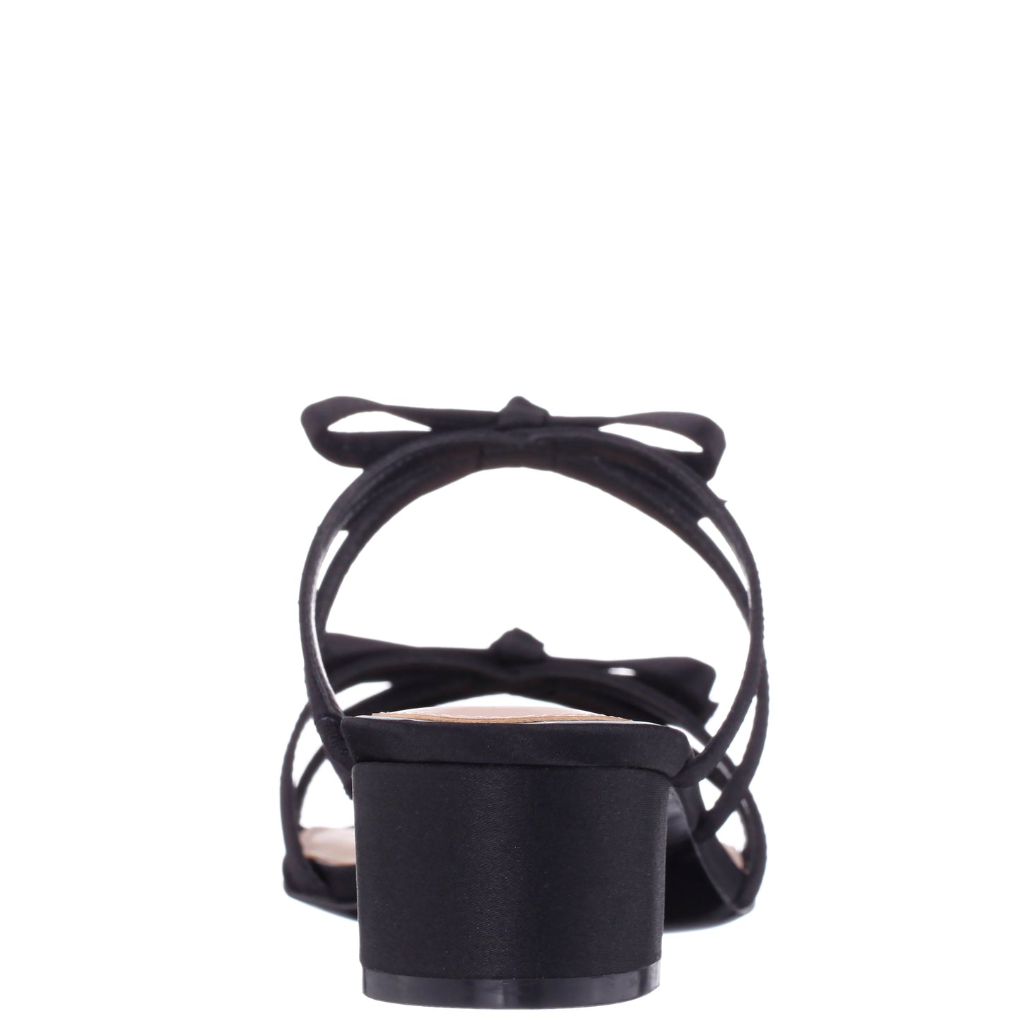Nina Shoes Gaby Black Satin with Bows on a Block-Heel Slide