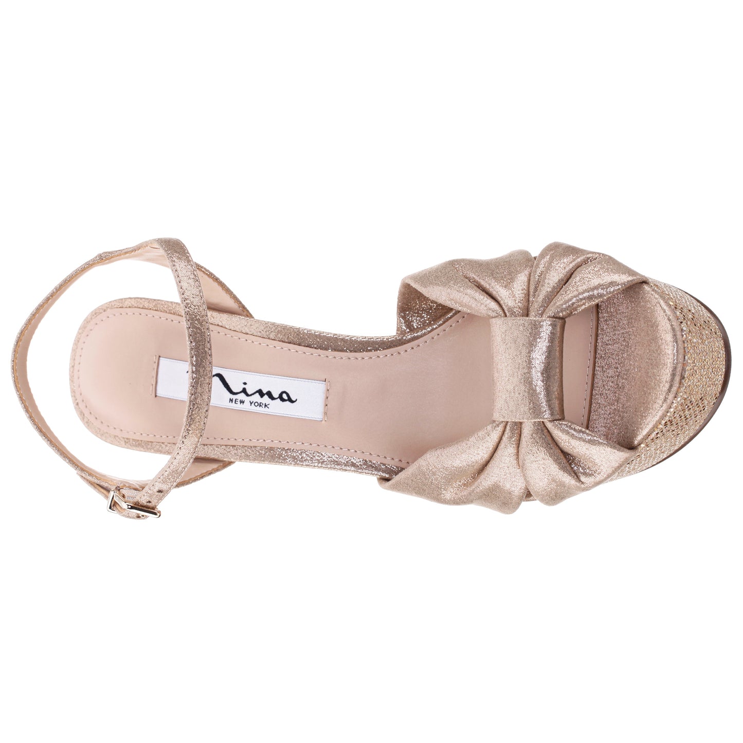 Nina Shoes Skylynn Beige Glitter Shine Block-Heel with Platform Stiletto Beigeal with Ankle-Strap
