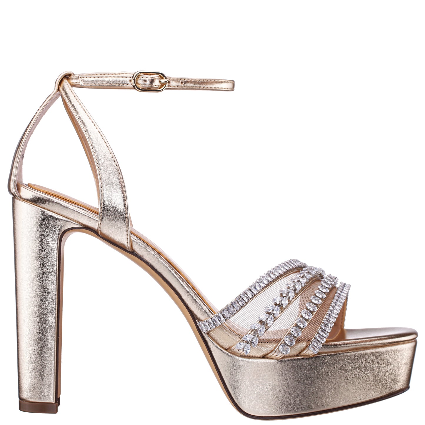 Nina Shoes Agitha Gold Sandal Stiletto-Heel Platform