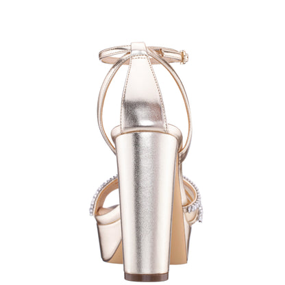 Nina Shoes Agitha Gold Sandal Stiletto-Heel Platform