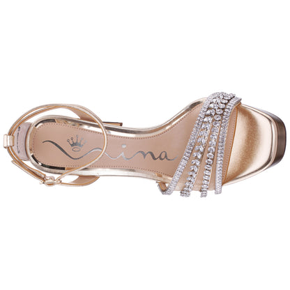 Nina Shoes Agitha Gold Sandal Stiletto-Heel Platform