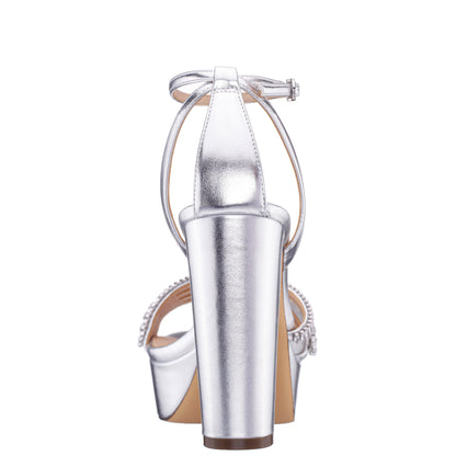 Nina Shoes Agitha Silver Sandal Stiletto-Heel Platform