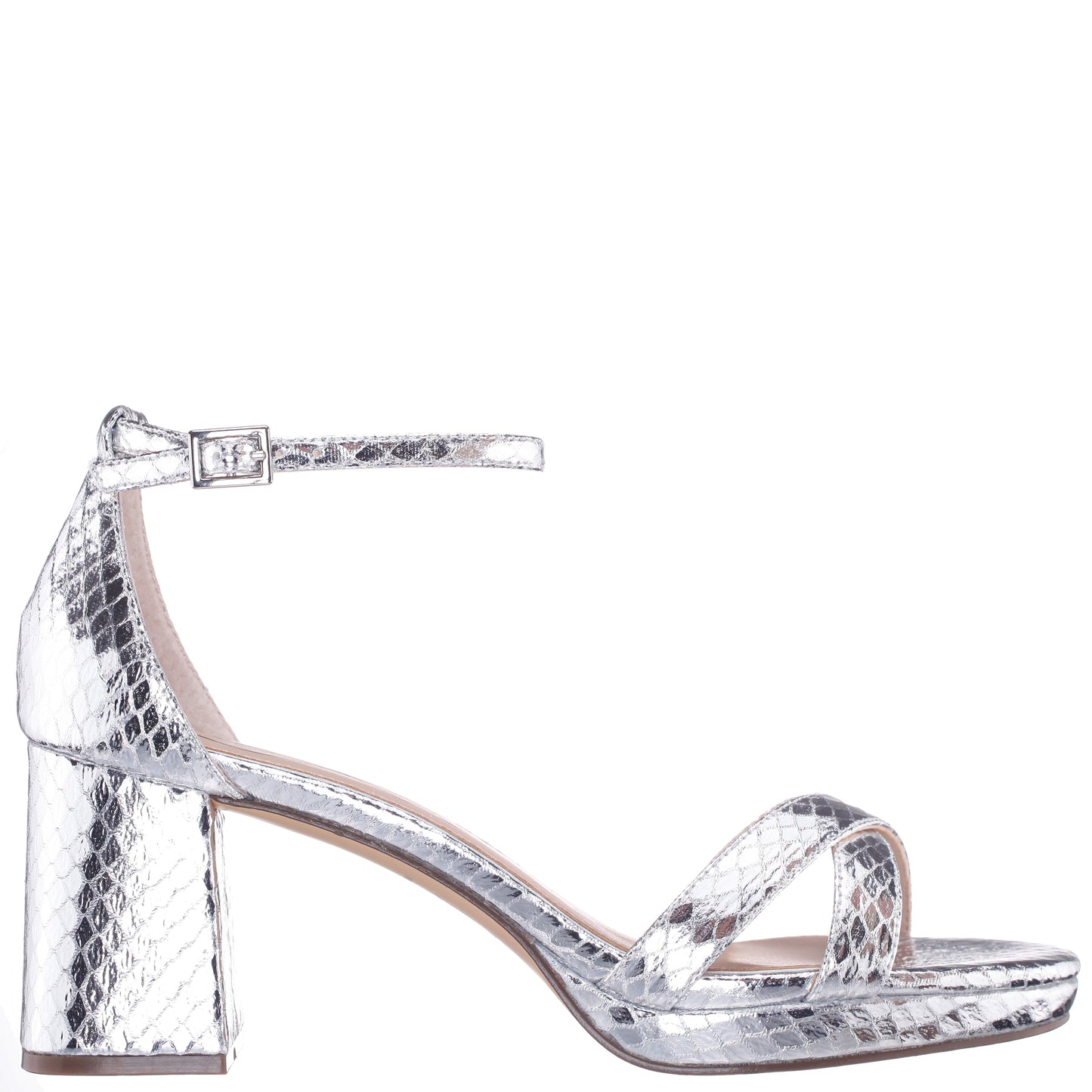 Nina Shoes Beau Silver Snake Block-Heel Platform Sandals