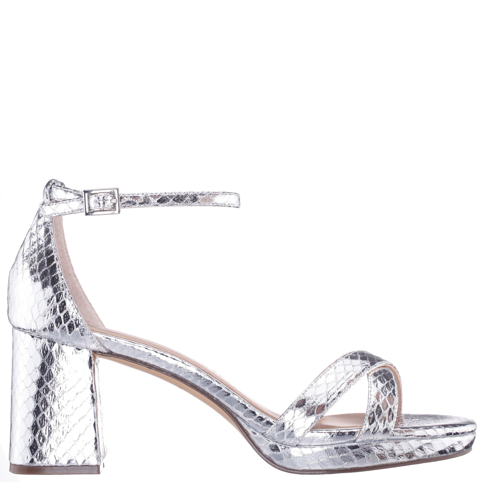 Nina Shoes Beau Silver Snake Block-Heel Platform Sandals