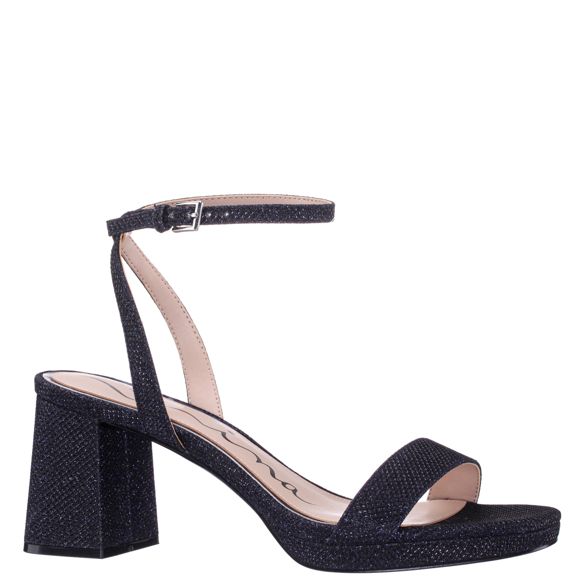 Nina Shoes Bergen Blue Textured Block-Heel Platform Sandals
