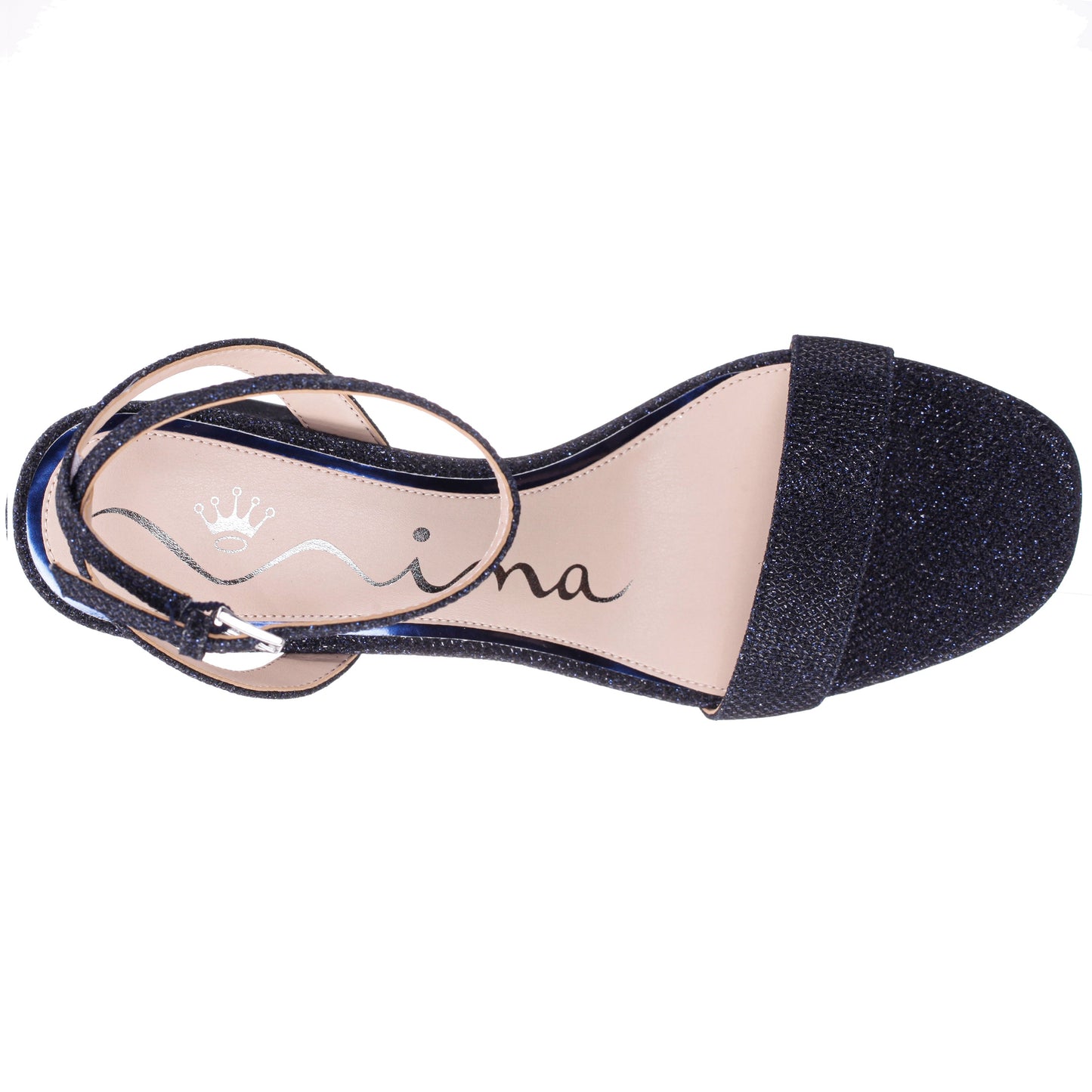 Nina Shoes Bergen Blue Textured Block-Heel Platform Sandals