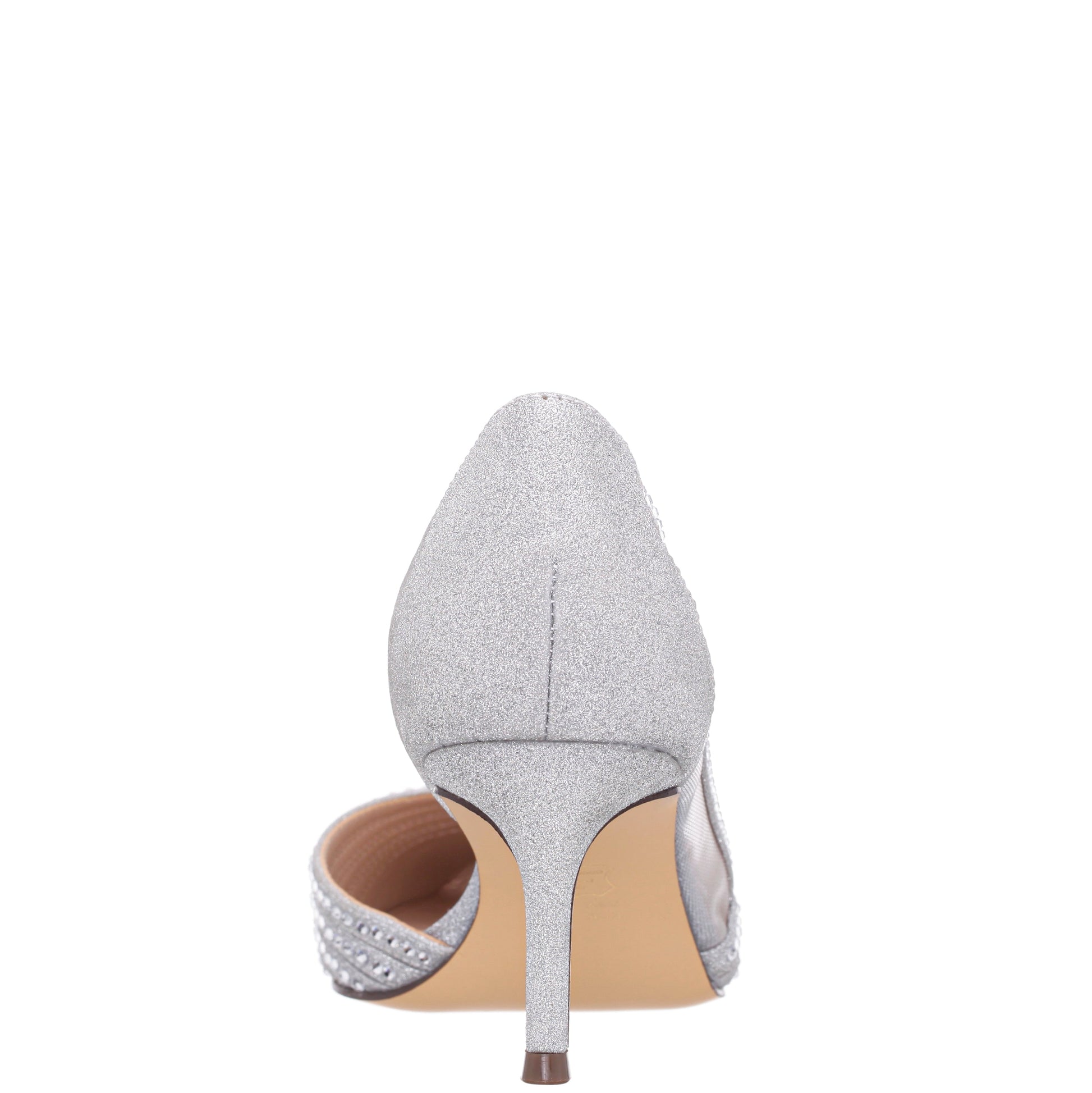 Nina Shoes Noreen Silver Glitter with Crystals Mid-Heel D'Orsay Pumps with Pointed-Toe