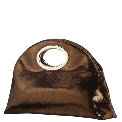 Nina Shoes Jael Brown Metallic Geo Swirl Fabric Handle Bag