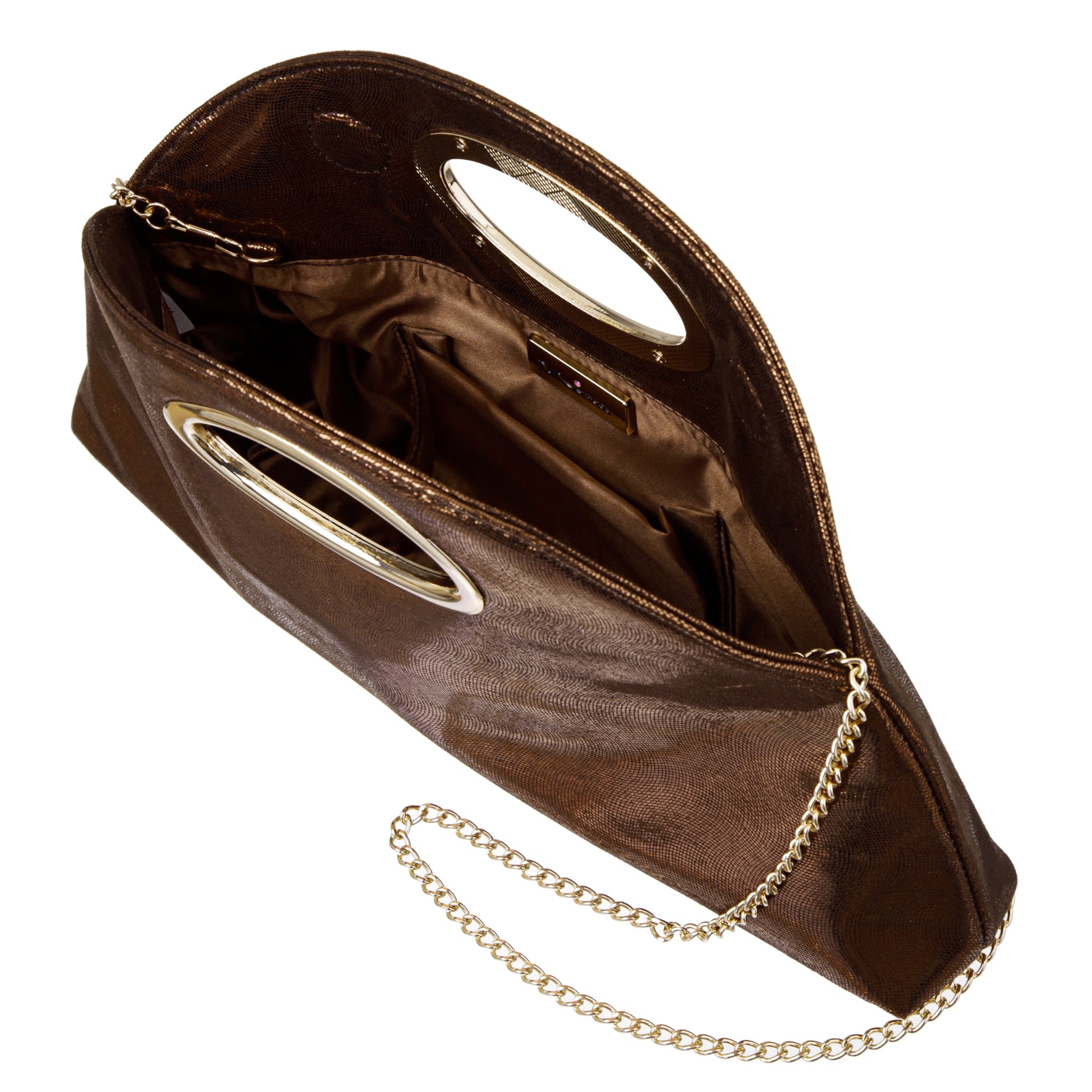 Nina Shoes Jael Brown Metallic Geo Swirl Fabric Handle Bag