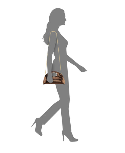 Nina Shoes Jael Brown Metallic Geo Swirl Fabric Handle Bag