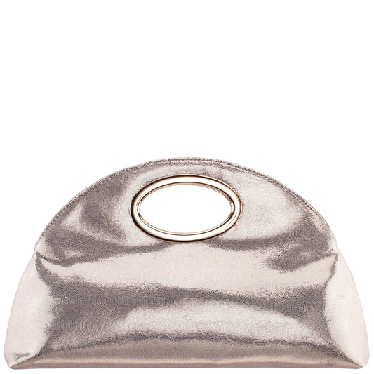 Nina Shoes Jael Light Gold Metallic Geo Swirl Fabric Handle Bag