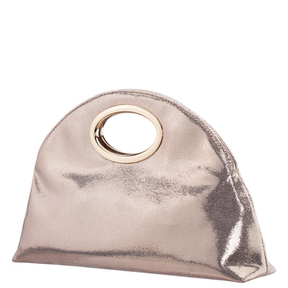 Nina Shoes Jael Light Gold Metallic Geo Swirl Fabric Handle Bag