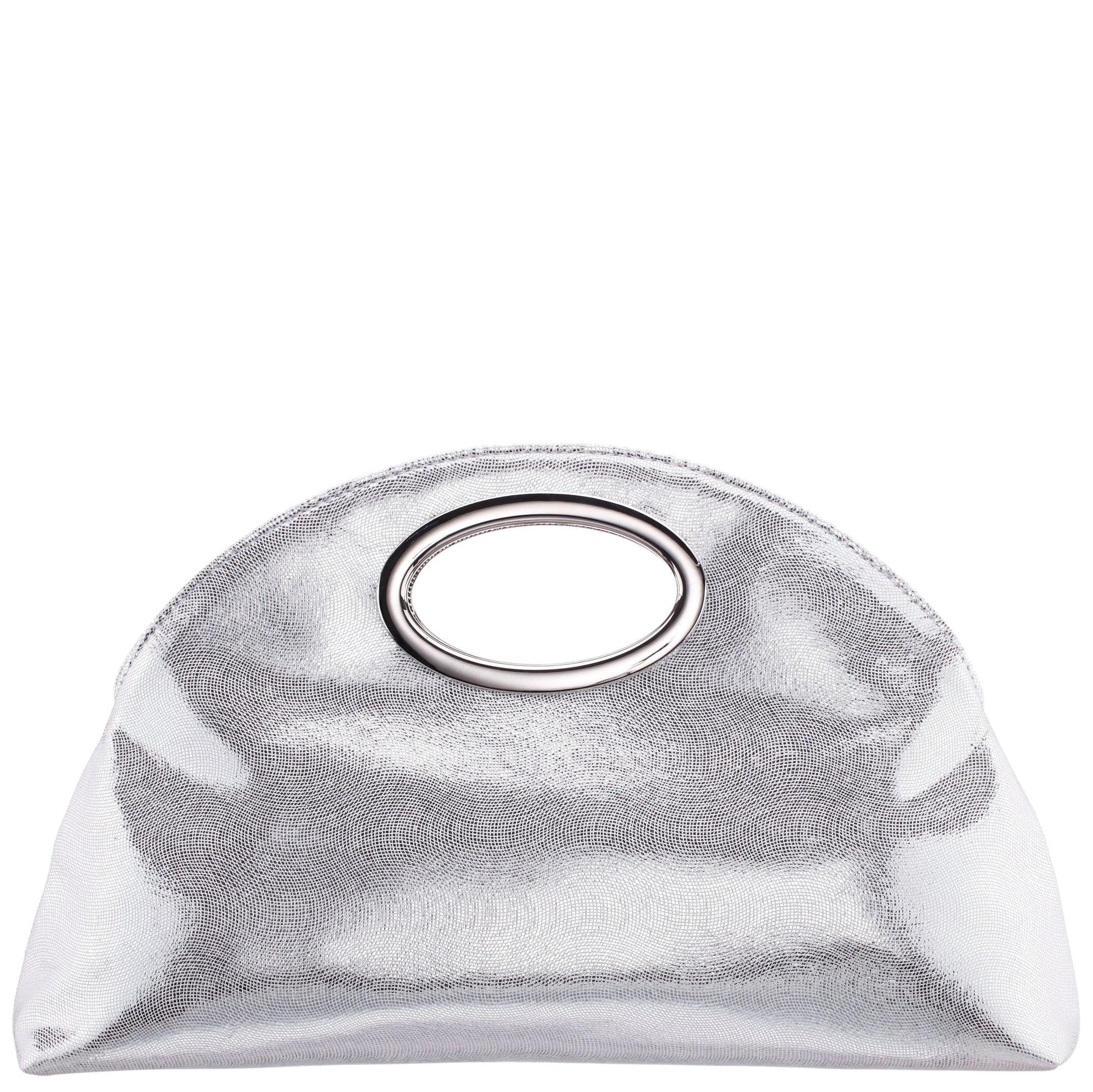 Nina Shoes Jael Silver Metallic Geo Swirl Fabric Handle Bag
