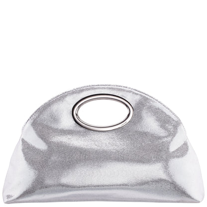 Nina Shoes Jael Silver Metallic Geo Swirl Fabric Handle Bag