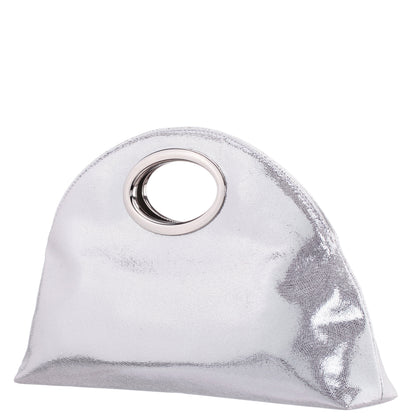Nina Shoes Jael Silver Metallic Geo Swirl Fabric Handle Bag