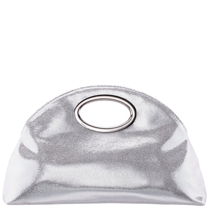 Nina Shoes Jael Silver Metallic Geo Swirl Fabric Handle Bag