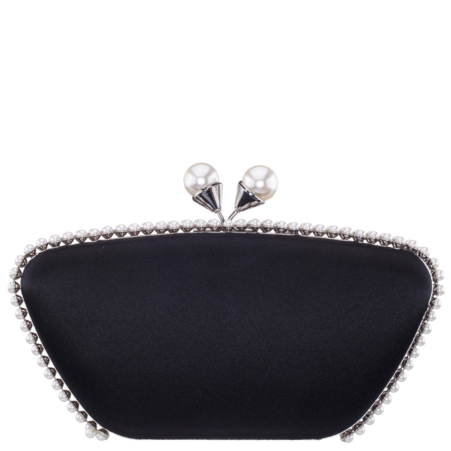 Nina Shoes Goddess Black Satin / Plastic Pearl Minaudiere