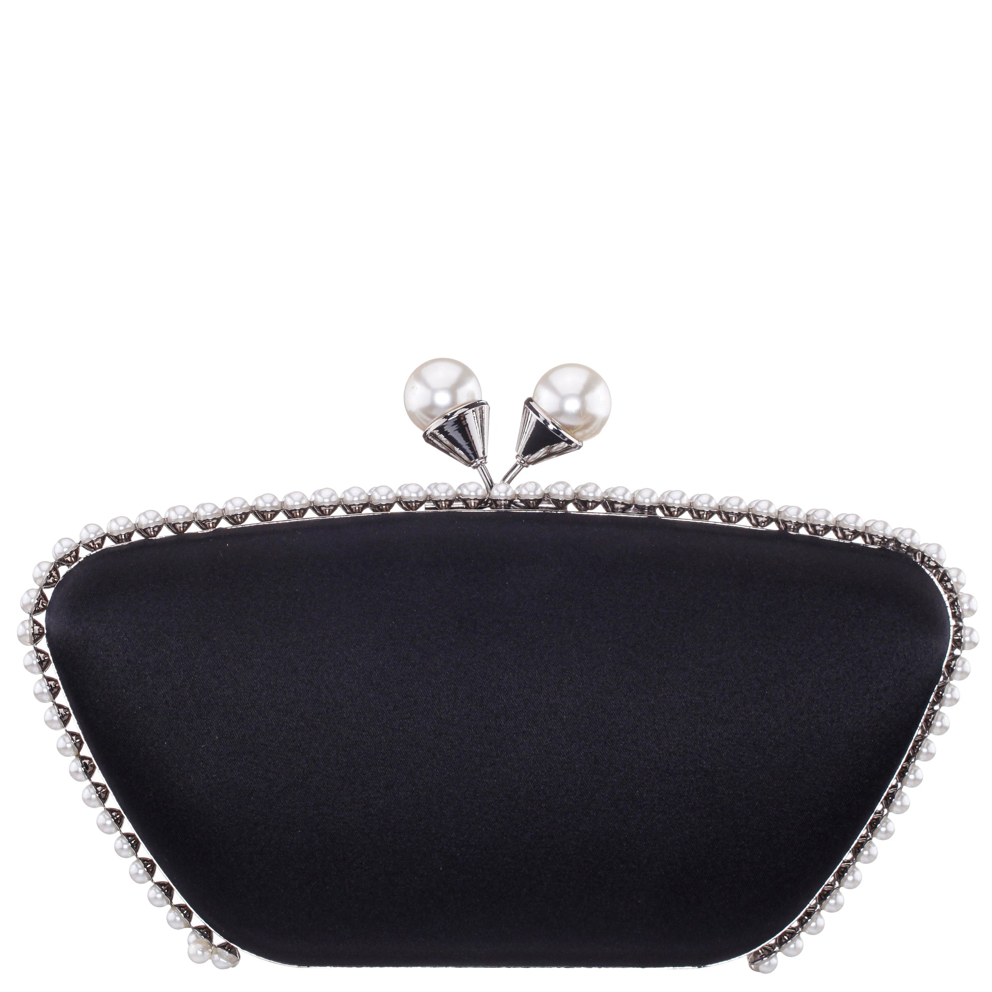 Nina Shoes Goddess Black Satin / Plastic Pearl Minaudiere