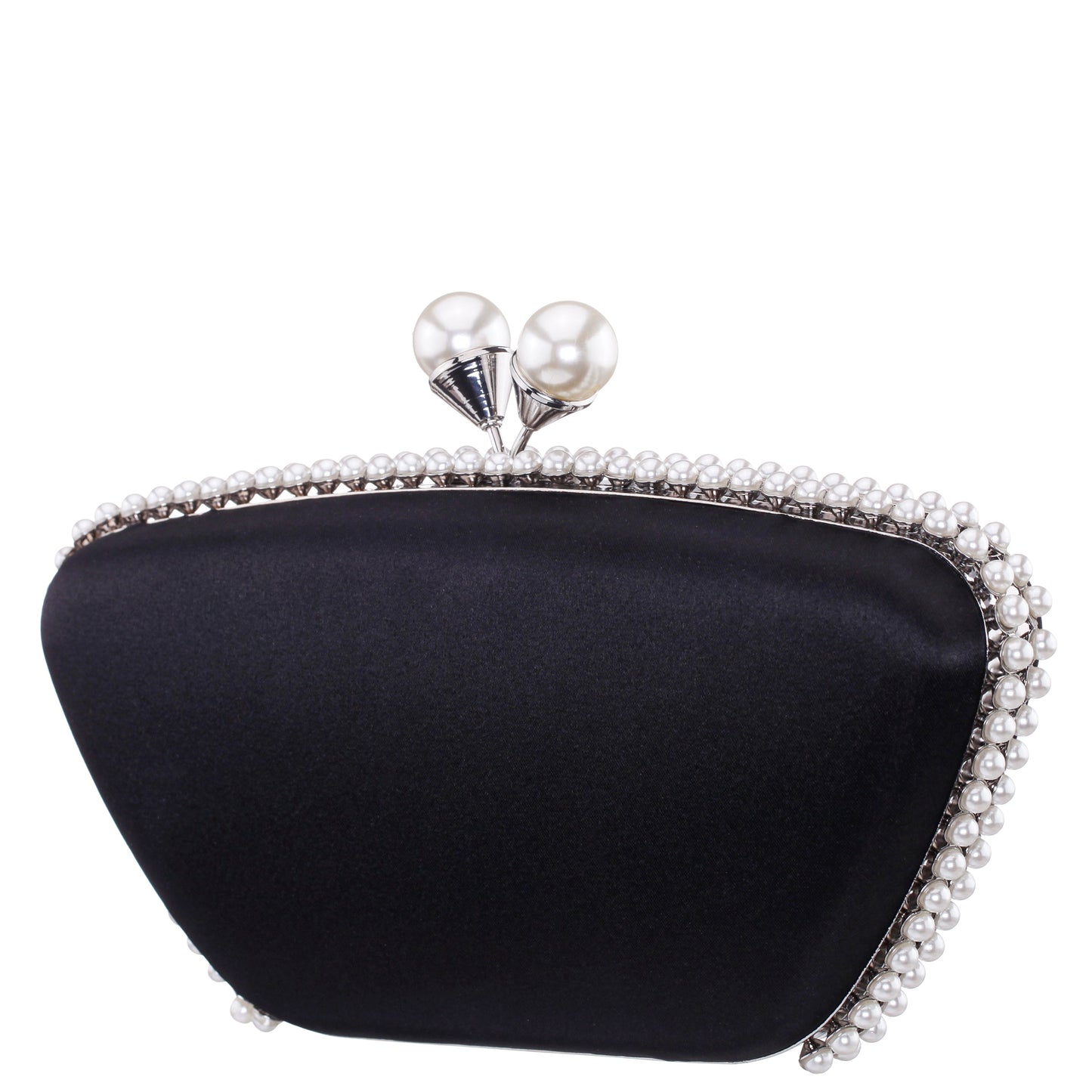 Nina Shoes Goddess Black Satin / Plastic Pearl Minaudiere