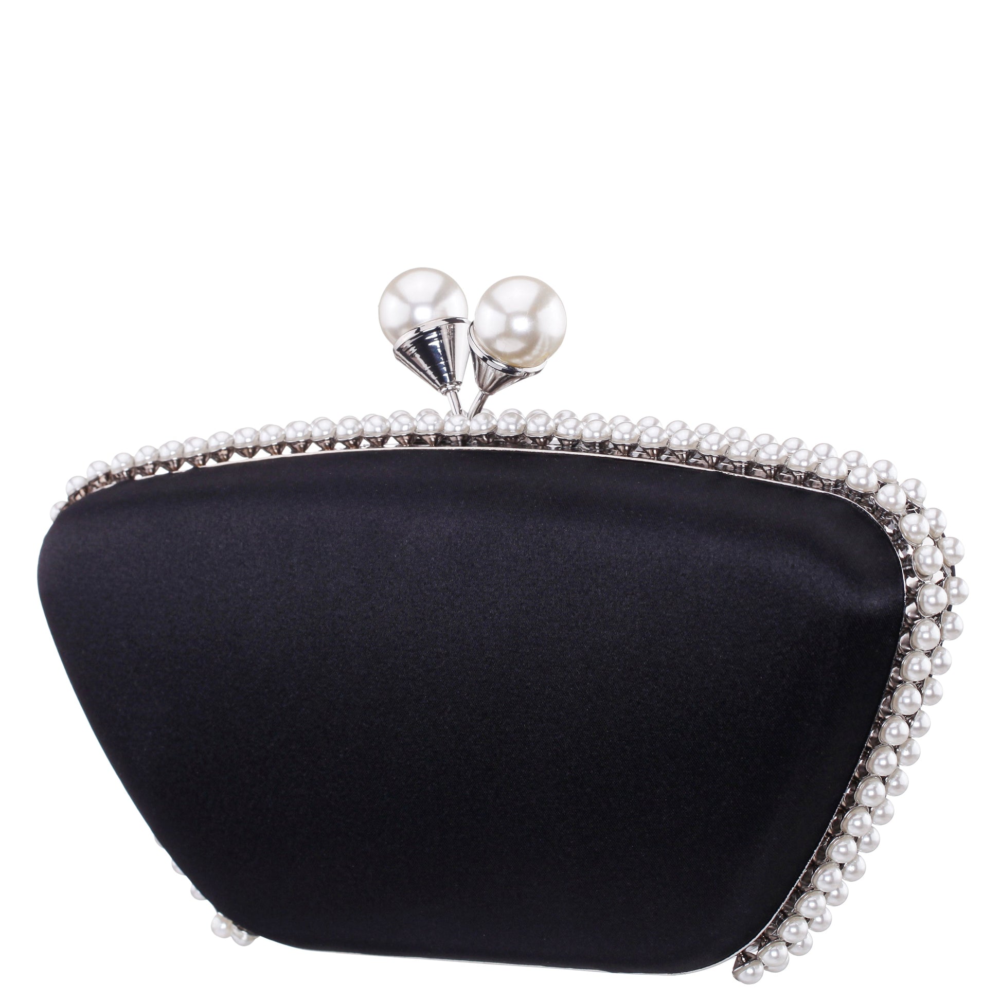 Nina Shoes Goddess Black Satin / Plastic Pearl Minaudiere