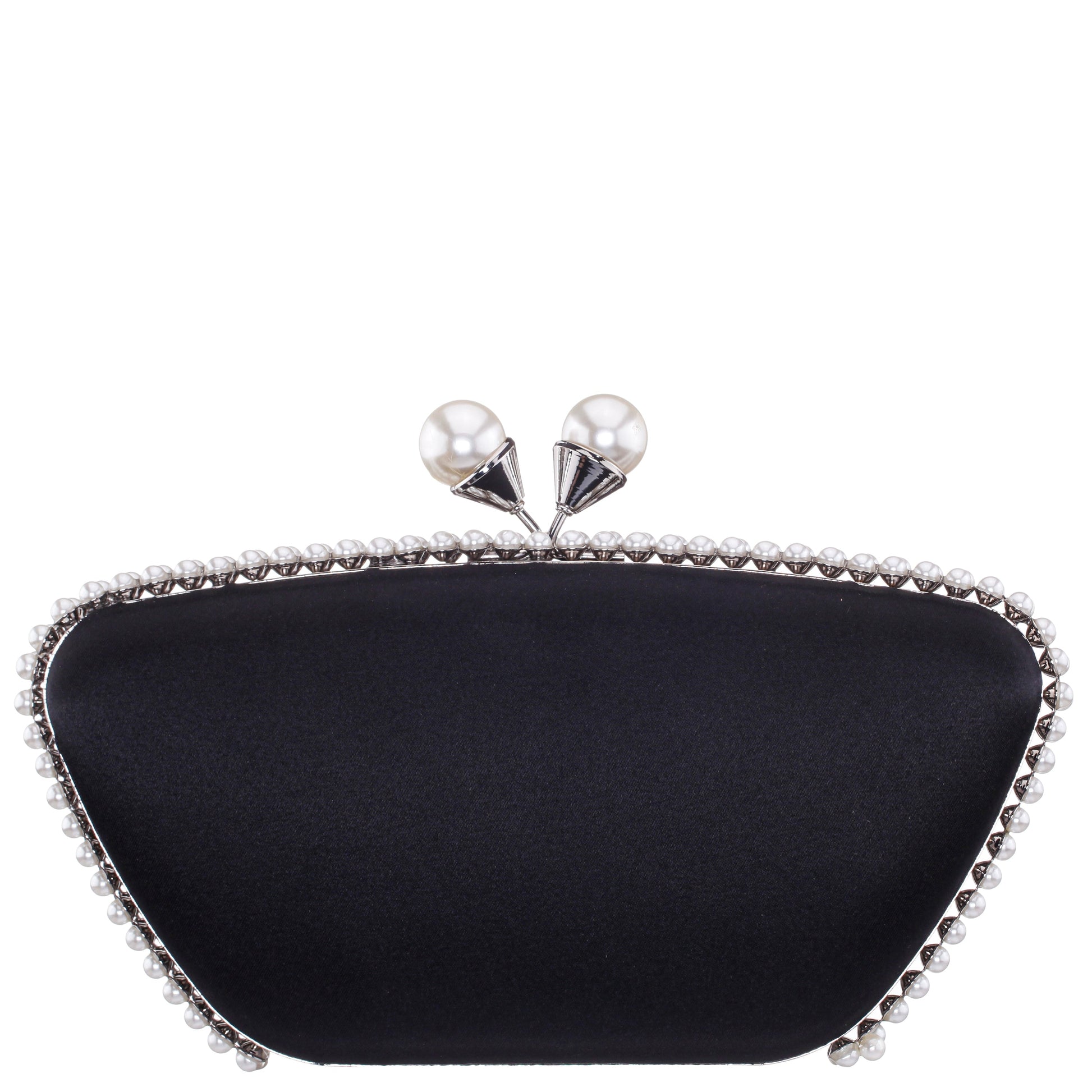 Nina Shoes Goddess Black Satin / Plastic Pearl Minaudiere