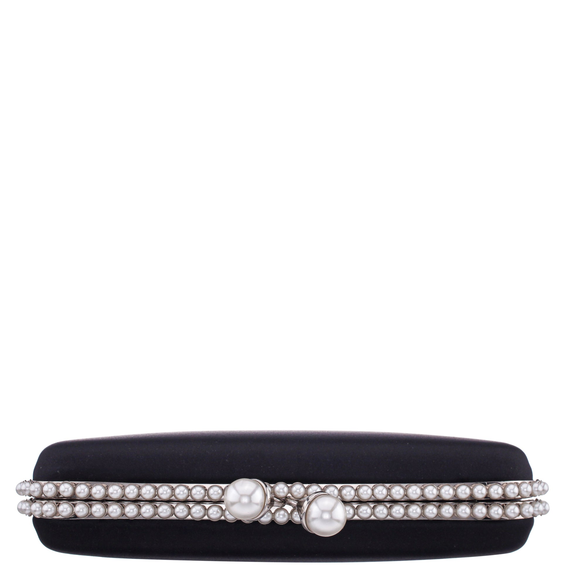Nina Shoes Goddess Black Satin / Plastic Pearl Minaudiere