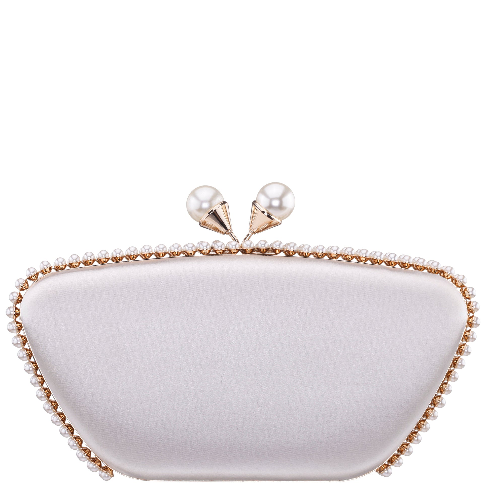 Nina Shoes Goddess Beige Satin / Plastic Pearl Minaudiere