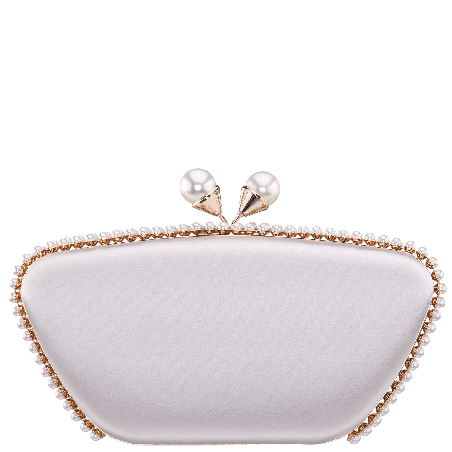 Nina Shoes Goddess Beige Satin / Plastic Pearl Minaudiere