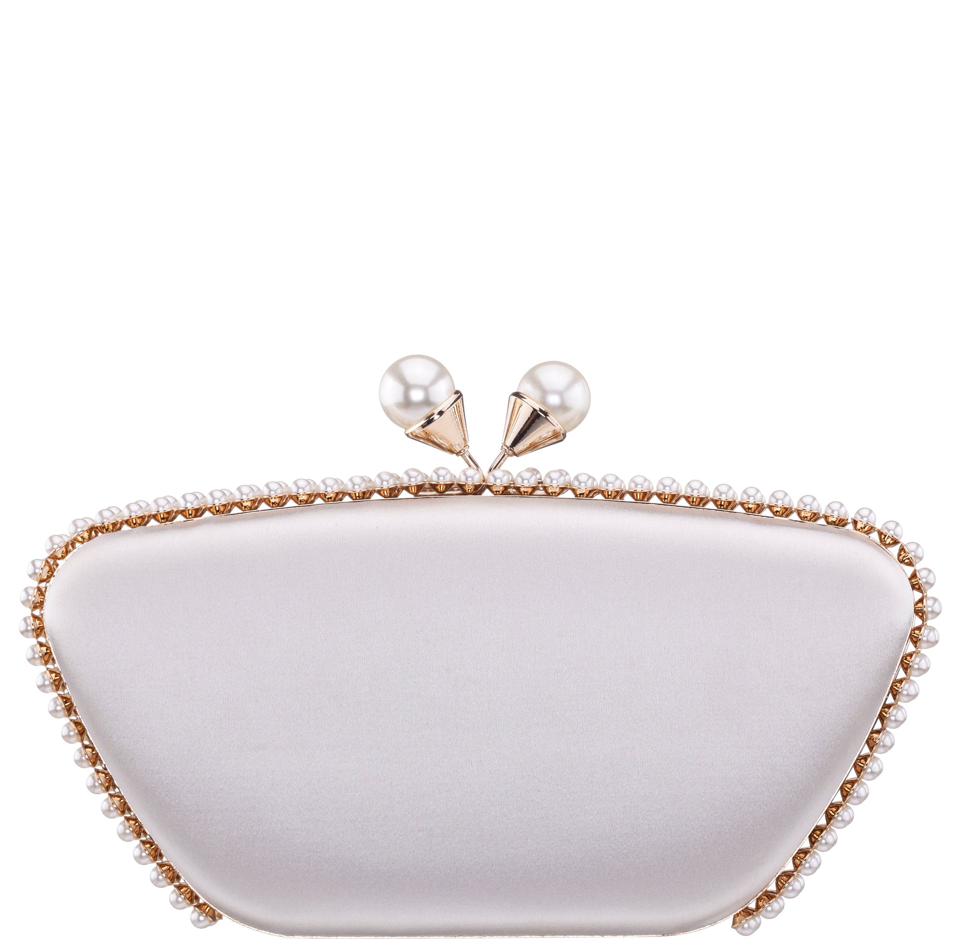 Nina Shoes Goddess Beige Satin / Plastic Pearl Minaudiere