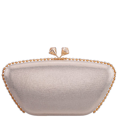 Nina Shoes Goddess Platino Reflective Suedette / Glass Crystal Minaudiere